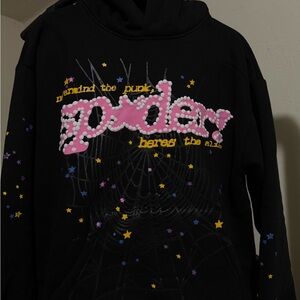 Spyder Black Hoodie with Pink Graphic